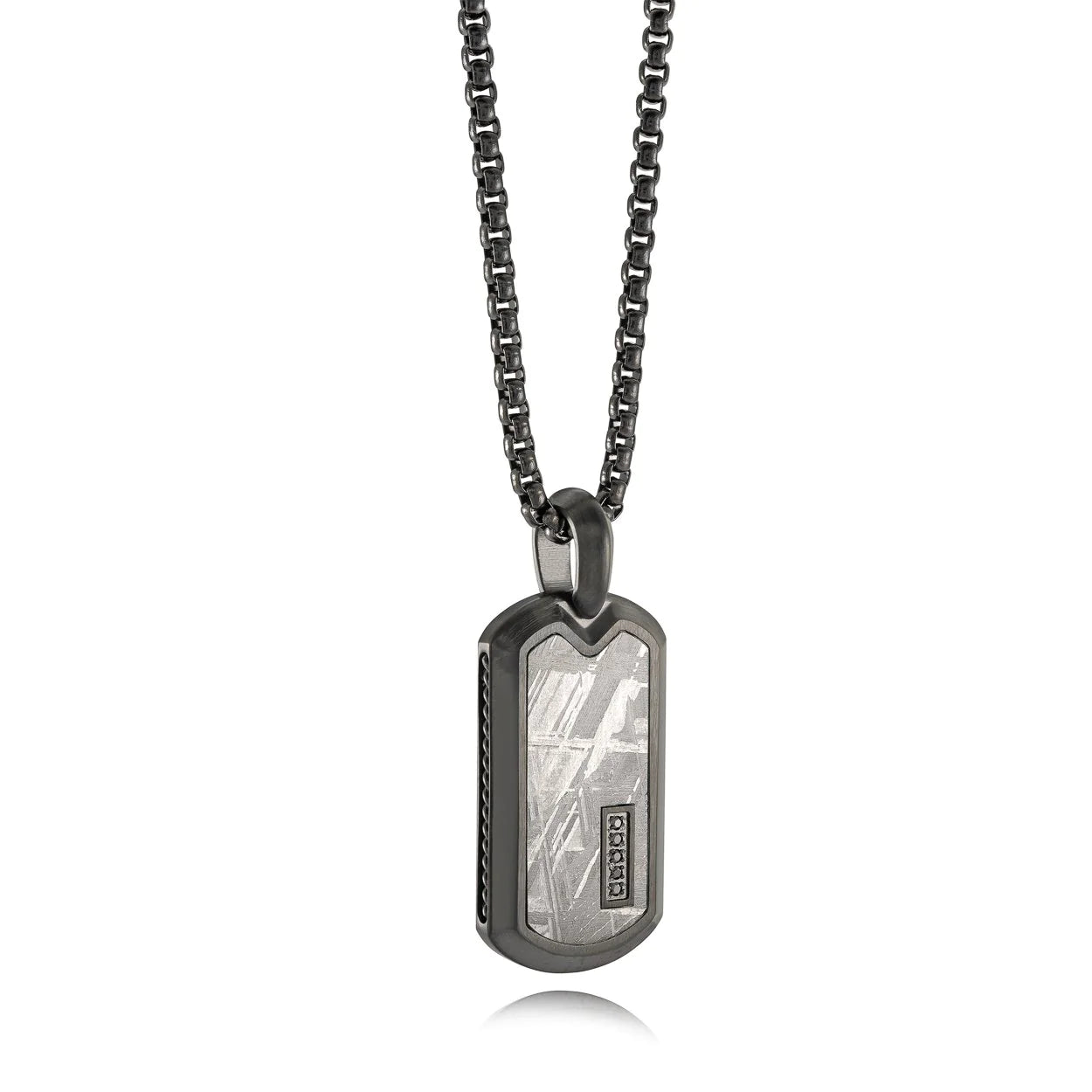 METEORITE DOG TAG PENDANT ENGRAVABLE BLACK