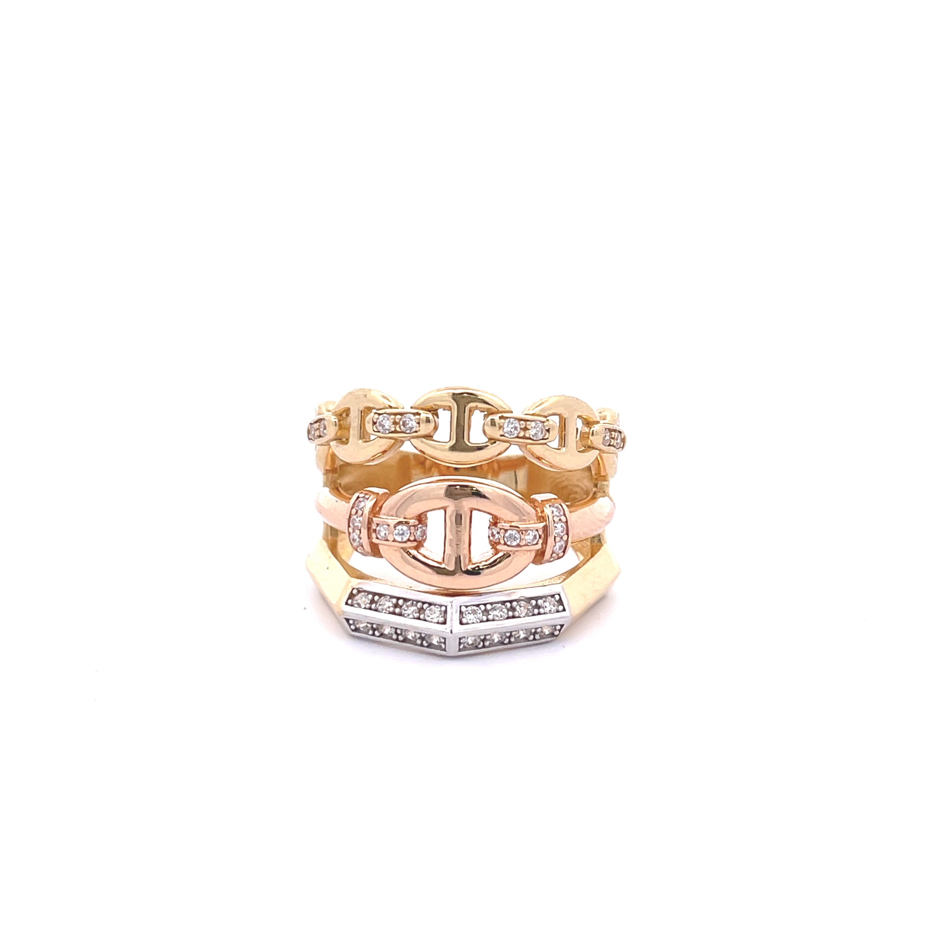 18K Gold Cubic zirconia Mariner Woman ring