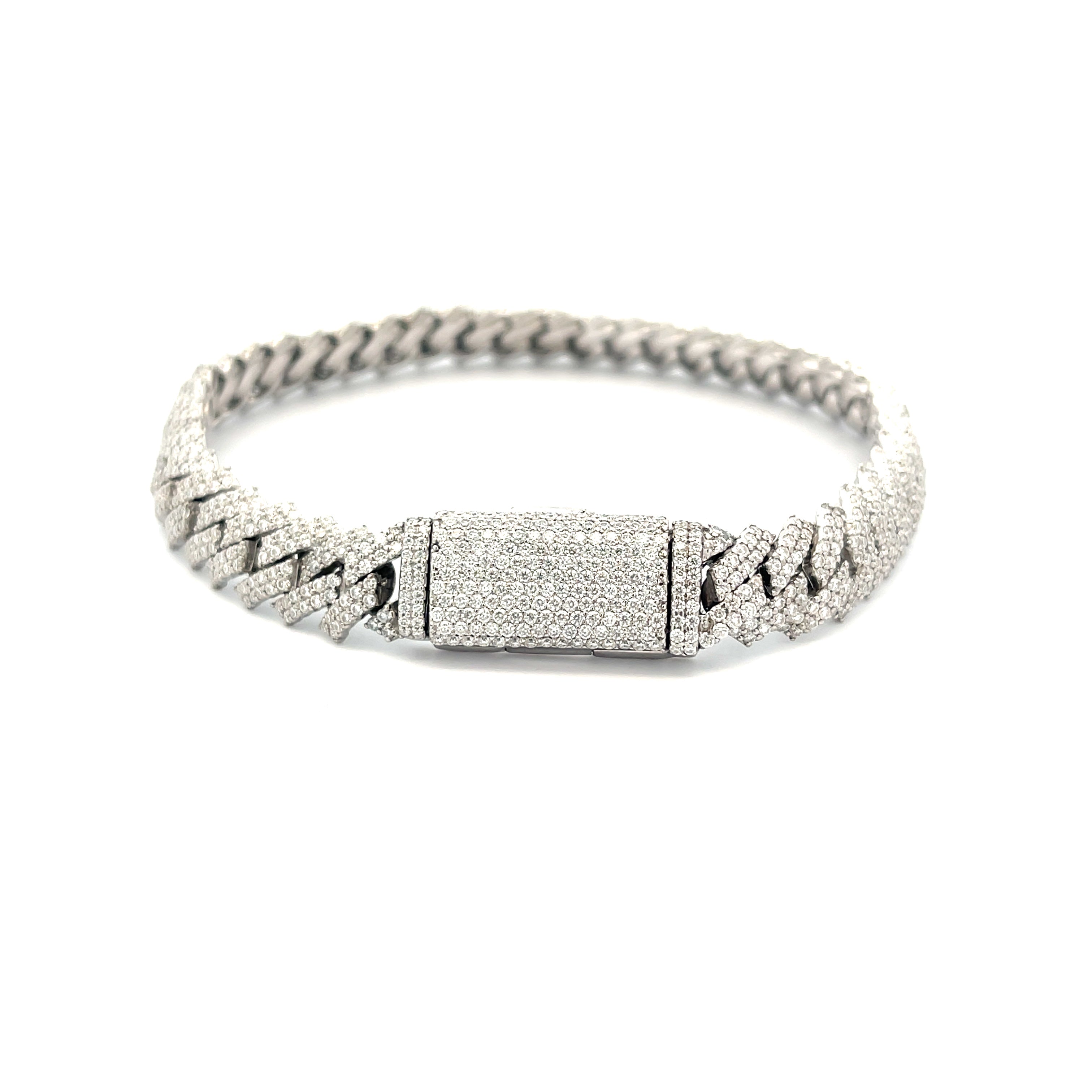 White gold diamond cuban bracelet hotsell