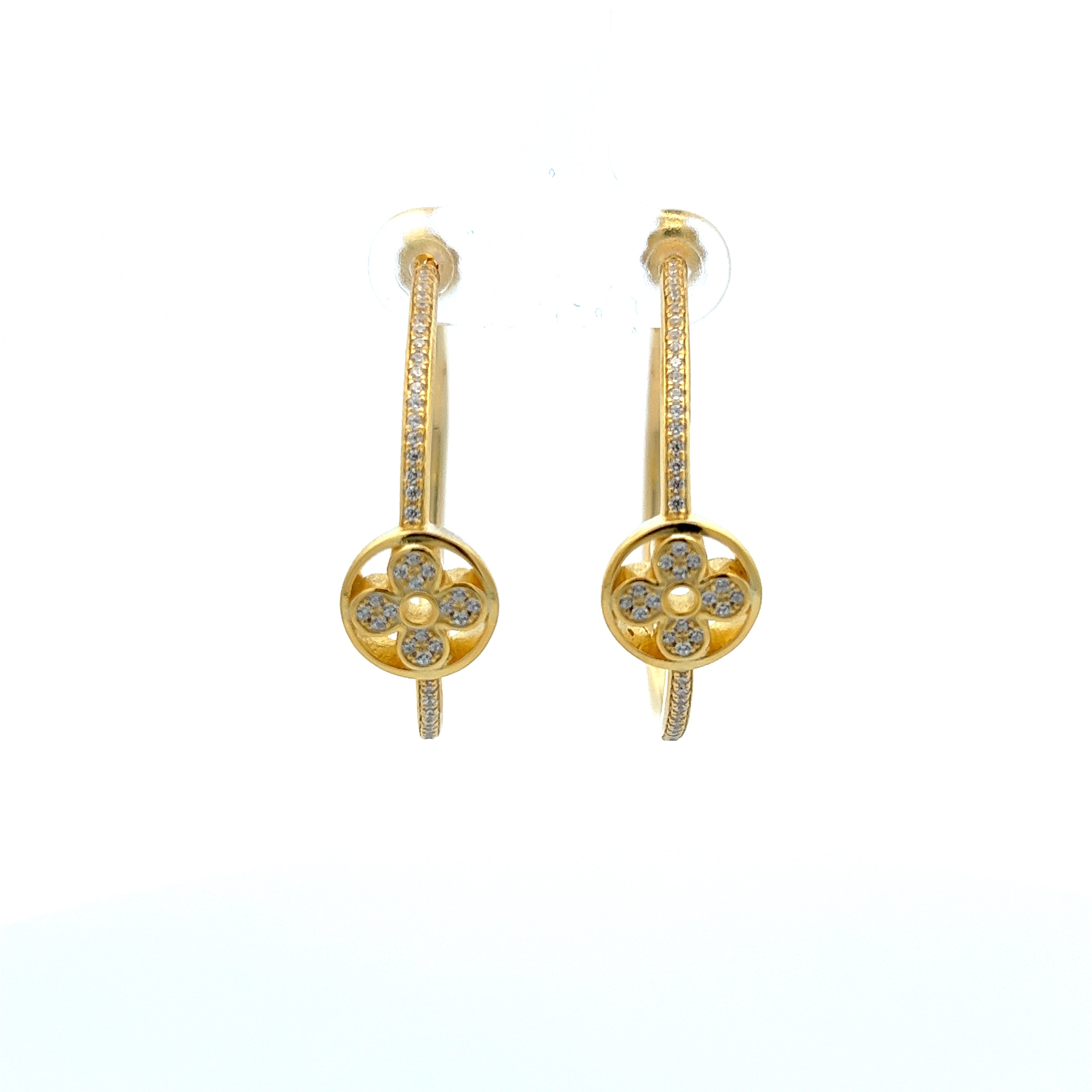 Silver .925Gold Hue Hoops Clover