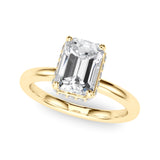 Bague de fiançailles taille émeraude à double halo caché