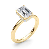 Bague de fiançailles taille émeraude à double halo caché