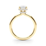 Bague de fiançailles taille émeraude à double halo caché