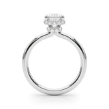 Bague de fiançailles taille émeraude à double halo caché