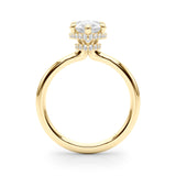 Bague de fiançailles en forme de poire avec double halo caché