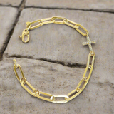 Bracelet Croix Trombone Diamant 18K