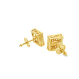 Boucles d'oreilles à tige carrées en argent 925S avec zircones cubiques - Samy