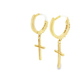 Boucles d'oreilles créoles en argent 925S avec croix GP
