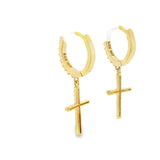 Boucles d'oreilles créoles en argent 925S avec croix GP