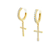 Boucles d'oreilles créoles en argent 925S avec croix GP