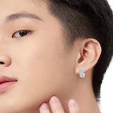 Boucles d'oreilles créoles en argent 925S et zircone - Stacy