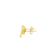 Boucles d'oreilles grimpantes verticales en feuille d'olivier, or 18 carats