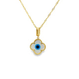 Pendentif trèfle mauvais œil en or 10 carats - Hava