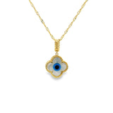 Pendentif trèfle mauvais œil en or 10 carats - Hava