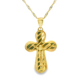 Pendentif Croix en Or 10K-Rayure
