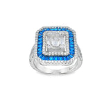 Women 925 Silver Rhodium Ring-Carre