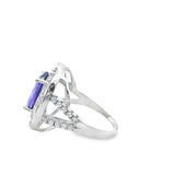 Women 925 Silver Rhodium Ring Purple Sapphire