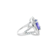 Women 925 Silver Rhodium Ring Purple Sapphire