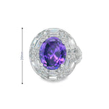 Women 925 Silver Rhodium Ring Purple Sapphire