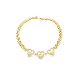 Bracelet 3 cœurs en or 10 carats