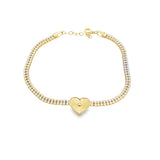 Bracelet cœur en or 10 carats avec zircones cubiques