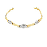 Bracelet XOX en or 10 carats avec motif cœur