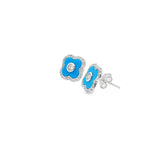 Boucles d'oreilles Clover en argent 925S - Aqua