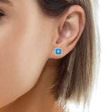 Boucles d'oreilles Clover en argent 925S - Aqua