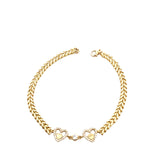 Bracelet 2 cœurs en or 10 carats
