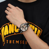 Montre photo personnalisée pour homme en acier inoxydable noir bicolore