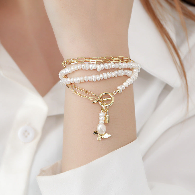 Butterfly Pearl Bracelet or Necklace