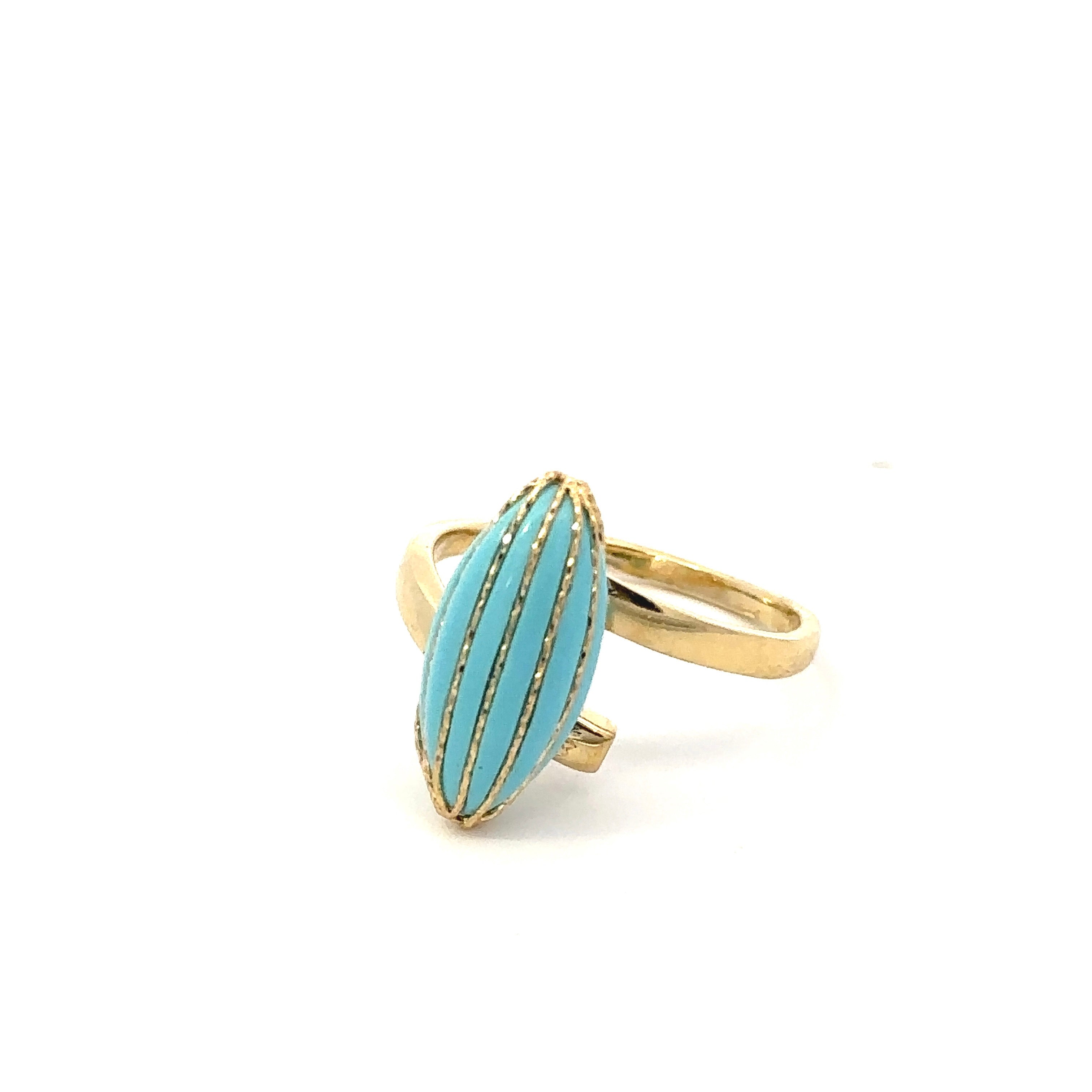 Almond Turquoise Ring 18K Gold