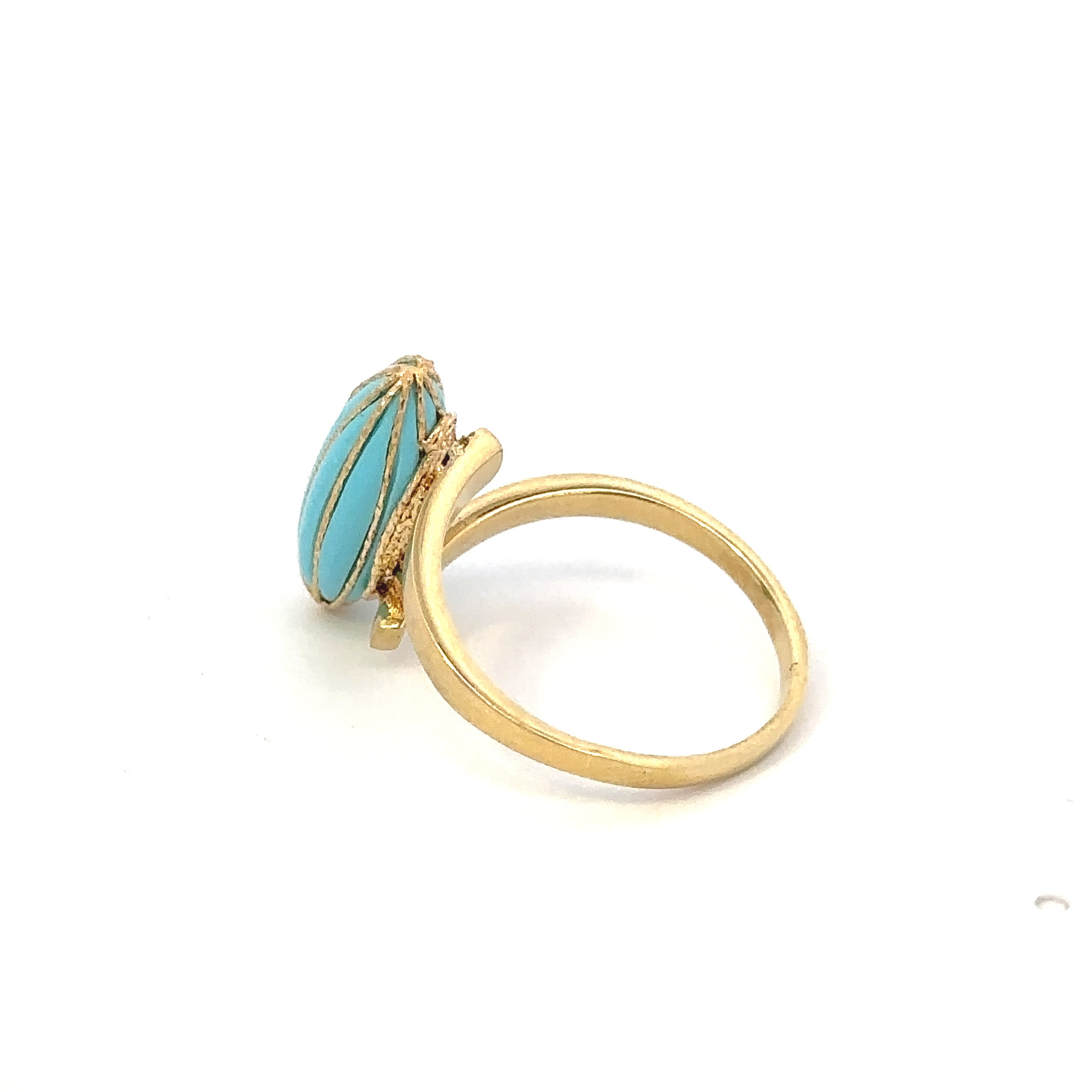 Almond Turquoise Ring 18K Gold