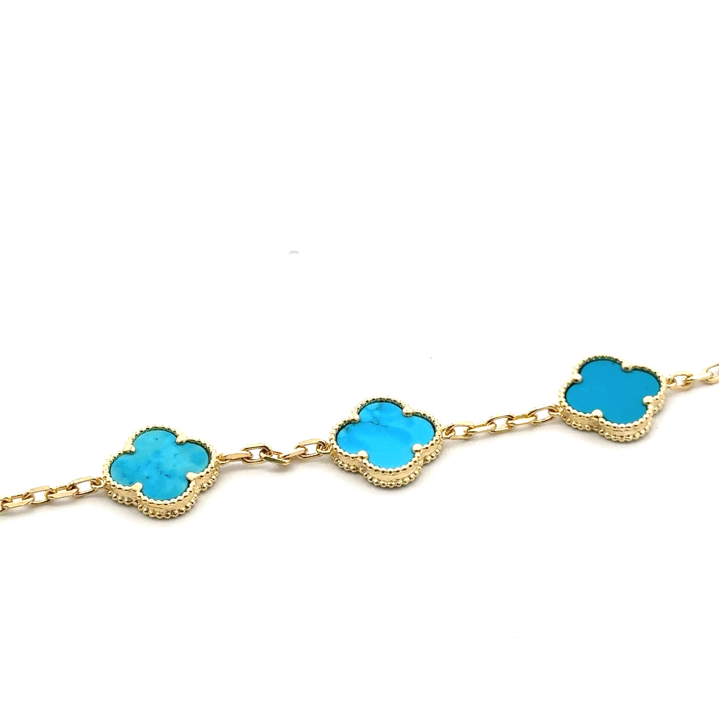 10K Gold Turquoise Clover Bracelet