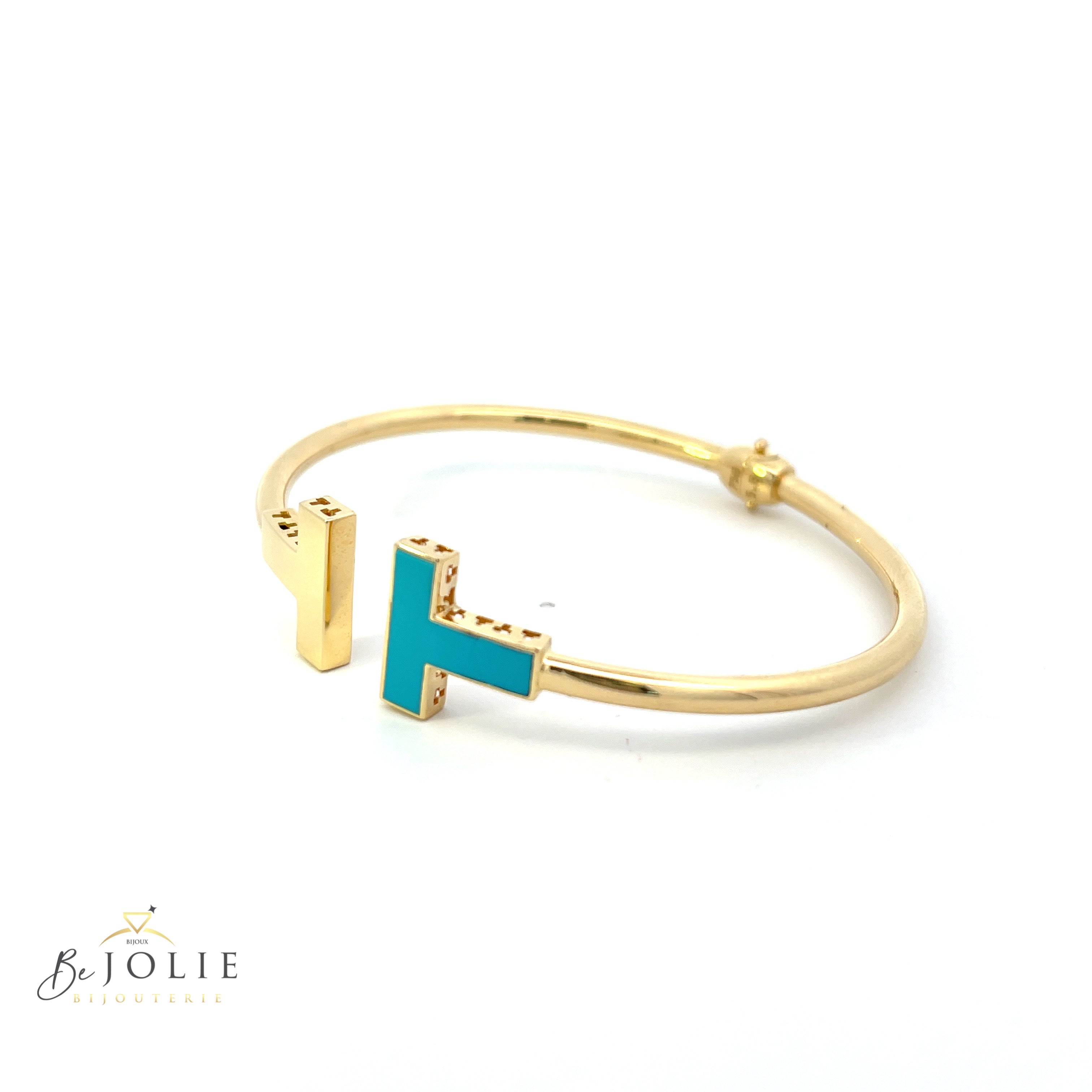 Turquoise Enamel Bangle 18K Gold