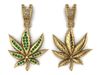 Canabis Leaf Diamond Gold Men Pendant