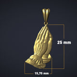 Praying Hands Gold Pendant 14K