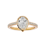 Bague solitaire halo en forme de poire