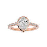 Bague solitaire halo en forme de poire
