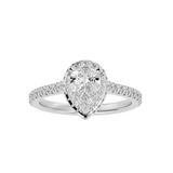 Bague solitaire halo en forme de poire