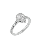Bague solitaire halo en forme de poire