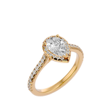 Bague solitaire halo en forme de poire