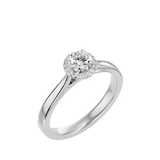Bague de fiançailles solitaire avec diamant rond halo