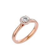 Bague de fiançailles solitaire avec diamant rond halo
