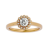Bague de fiançailles halo fleur solitaire ronde brillante