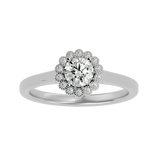 Bague de fiançailles halo fleur solitaire ronde brillante