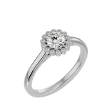 Bague de fiançailles halo fleur solitaire ronde brillante
