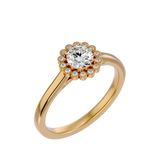 Bague de fiançailles halo fleur solitaire ronde brillante