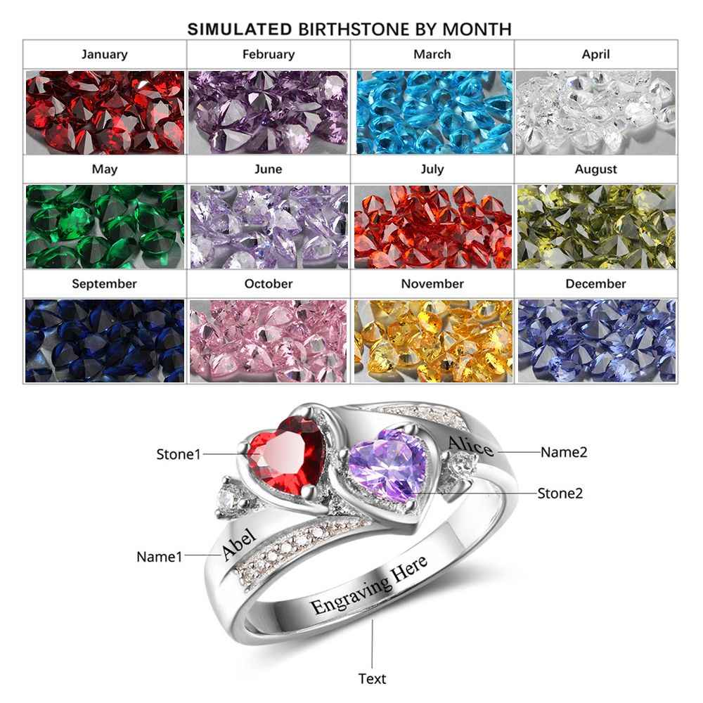 Birthstone & Engraved Sterling Silver Ring