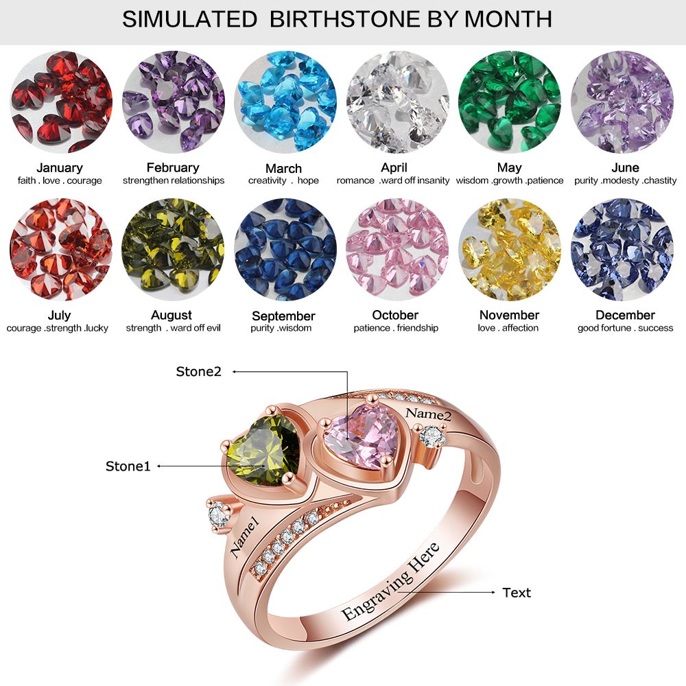 Birthstone & Engraved Sterling Silver Ring